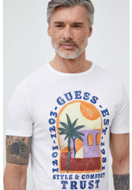 Guess Памучна тениска в оранжево - Pepit.bg