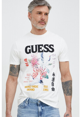 Guess Памучна тениска в розово - Pepit.bg