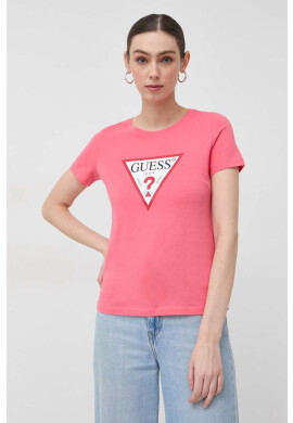 Guess Памучна тениска в розово - Pepit.bg