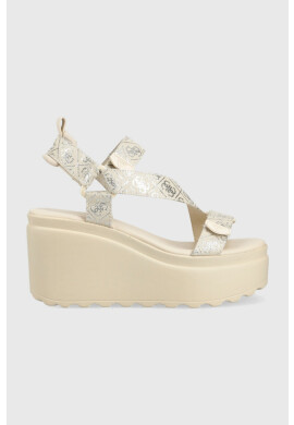 Guess Сандали OCILIA2 в бежово със скосена платформа - Pepit.bg