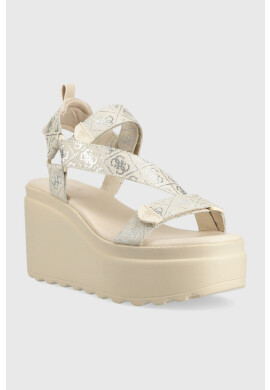 Guess Сандали OCILIA2 в бежово със скосена платформа - Pepit.bg