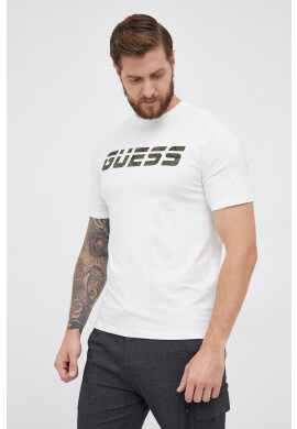 Guess Тениска мъжка в бяло с принт - Pepit.bg