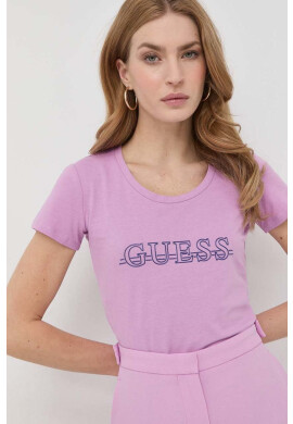 Guess Тениска в черно с изчистен дизайн - Pepit.bg
