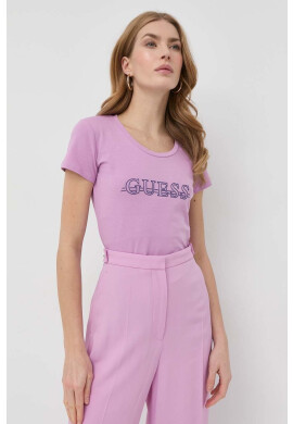 Guess Тениска в черно с изчистен дизайн - Pepit.bg