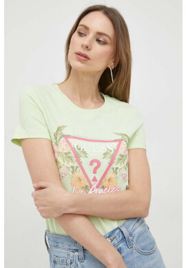 Guess Тениска в бежово с изчистен дизайн - Pepit.bg