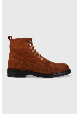 Guess Велурени обувки Arco Lace Up в кафяво - Pepit.bg