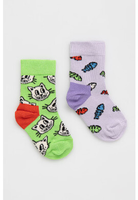 Happy Socks Детски чорапи Kids Cat and Fish (2 чифта) - Pepit.bg