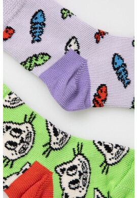 Happy Socks Детски чорапи Kids Cat and Fish (2 чифта) - Pepit.bg