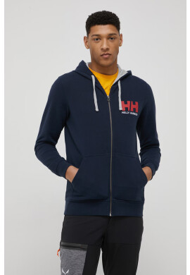 Helly Hansen Памучен суичър в тъмносиньо с качулка с принт - Pepit.bg