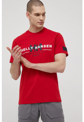 Helly Hansen Памучна тениска в червено с принт - Pepit.bg