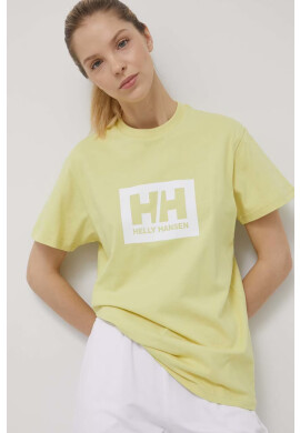 Helly Hansen Памучна тениска в жълто с принт - Pepit.bg