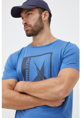Helly Hansen Памучна тениска в синьо с принт - Pepit.bg