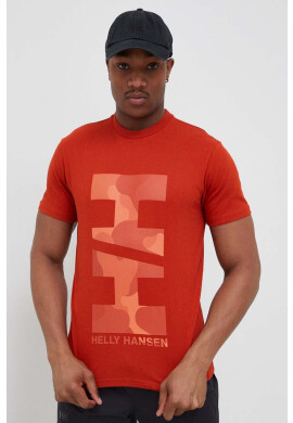 Helly Hansen Памучна тениска в оранжево с принт - Pepit.bg