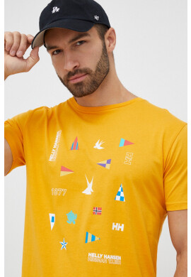 Helly Hansen Памучна тениска в оранжево с принт - Pepit.bg