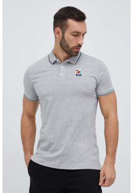 Helly Hansen Памучна тениска с яка в сиво меланж на - Pepit.bg