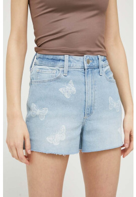Hollister Co. Дънкови къси панталони в синьо с апликация с висока талия - Pepit.bg