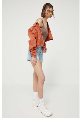 Hollister Co. Дънкови къси панталони в синьо с апликация с висока талия - Pepit.bg