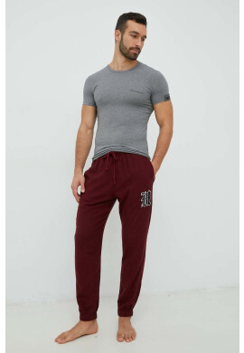 Hollister Co. Долнище на пижама мъжко в бордо с апликация - Pepit.bg