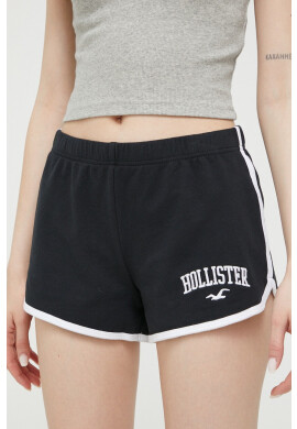 Hollister Co. Къс панталон в черно с апликация с висока талия - Pepit.bg