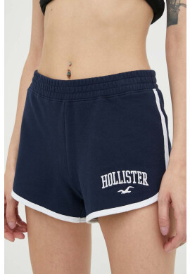 Hollister Co. Къс панталон в тъмносиньо с апликация със стандартна талия - Pepit.bg