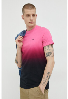 Hollister Co. Памучна тениска в розово с десен - Pepit.bg