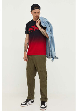 Hollister Co. Памучна тениска в черно с десен - Pepit.bg