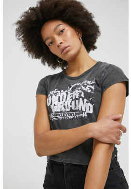Hollister Co. Памучна тениска в сиво - Pepit.bg
