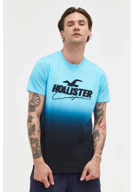 Hollister Co. Памучна тениска в черно с десен - Pepit.bg