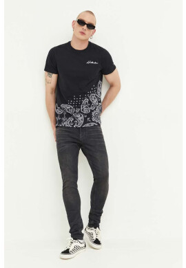 Hollister Co. Памучна тениска в черно с десен - Pepit.bg