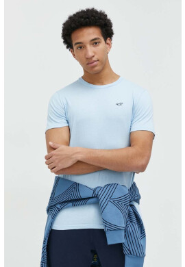 Hollister Co. Памучна тениска в синьо с изчистен дизайн - Pepit.bg