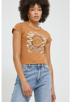 Hollister Co. Памучна тениска в кафяво - Pepit.bg