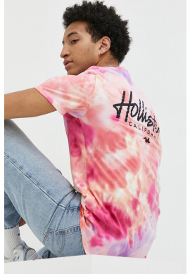Hollister Co. Памучна тениска в розово с принт - Pepit.bg
