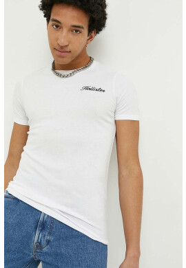 Hollister Co. Памучна тениска в бяло с апликация - Pepit.bg