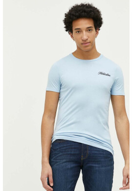 Hollister Co. Памучна тениска в синьо с апликация - Pepit.bg