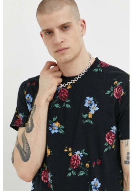 Hollister Co. Памучна тениска в черно с десен - Pepit.bg