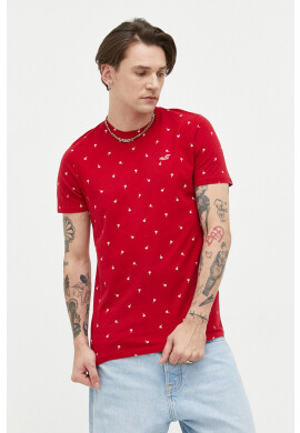 Hollister Co. Памучна тениска в червено с десен - Pepit.bg