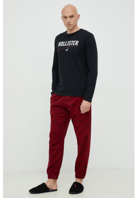 Hollister Co. Пижама мъжка в червено с десен - Pepit.bg