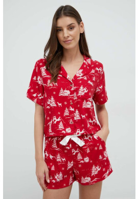 Hollister Co. Пижама дамска в червено - Pepit.bg