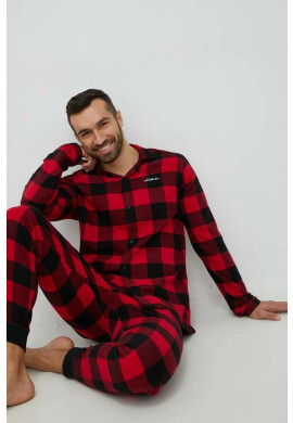Hollister Co. Пижама мъжка в червено с десен - Pepit.bg