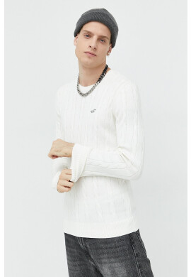 Hollister Co. Пуловер мъжки в бежово от лека материя - Pepit.bg