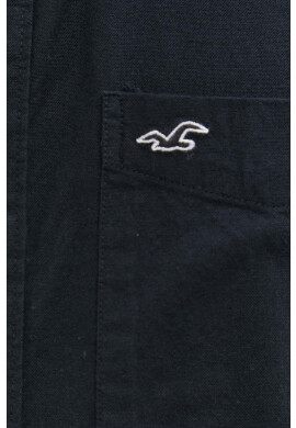 Hollister Co. Риза мъжка в черно със стандартна кройка с яка с копче - Pepit.bg