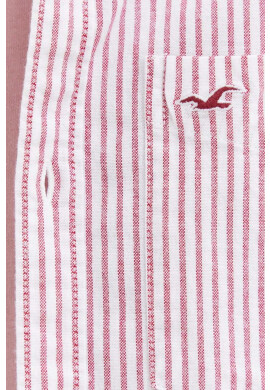 Hollister Co. Риза мъжка в червено със стандартна кройка с яка с копче - Pepit.bg