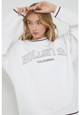 Hollister Co. Суичър в бяло с принт - Pepit.bg