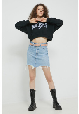 Hollister Co. Суичър в черно с качулка с принт - Pepit.bg