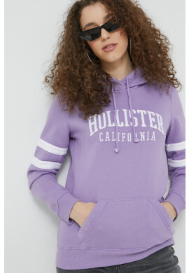Hollister Co. Суичър в лилаво с качулка с апликация - Pepit.bg