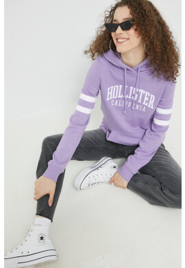 Hollister Co. Суичър в лилаво с качулка с апликация - Pepit.bg