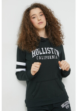 Hollister Co. Суичър в черно с качулка с апликация - Pepit.bg