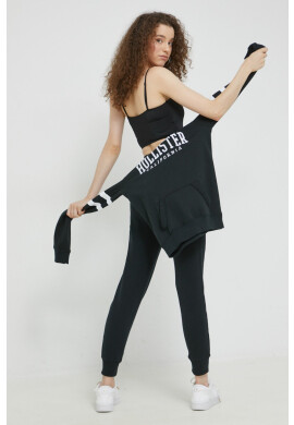 Hollister Co. Суичър в черно с качулка с апликация - Pepit.bg
