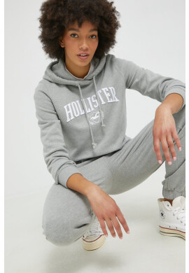 Hollister Co. Суичър в сиво с качулка с апликация - Pepit.bg
