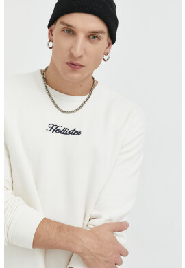 Hollister Co. Суичър в бежово с качулка с изчистен дизайн - Pepit.bg